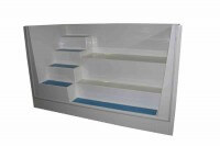 Pooltreppe Kanto aus Polyester in weiss mit blauen Stufen Pooltreppe Kanto aus Polyester in weiss mit blauen Stufen