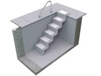 Pooltreppe Eleganz 60 U granit mit silbergrauen Stufen Pooltreppe Eleganz 60 U granit mit silbergrauen Stufen