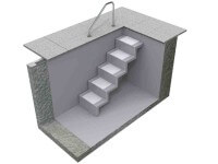 Pooltreppe Eleganz 60 U kurz silbergrau mit weissen Stufen Pooltreppe Eleganz 60 U kurz silbergrau mit weissen Stufen